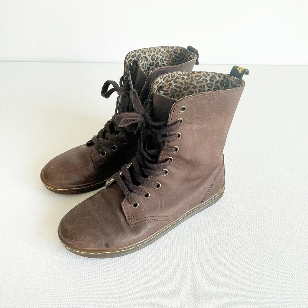 Dr Martens Stratford Women's Fold Down Boot Brown Leopard bootie size 6